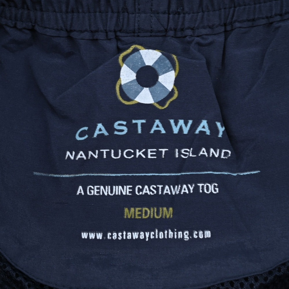 Castaway Nantucket Island Mens Navy Blue Sailboat Embroidered Swim Trunks Medium - Picture 4 of 16